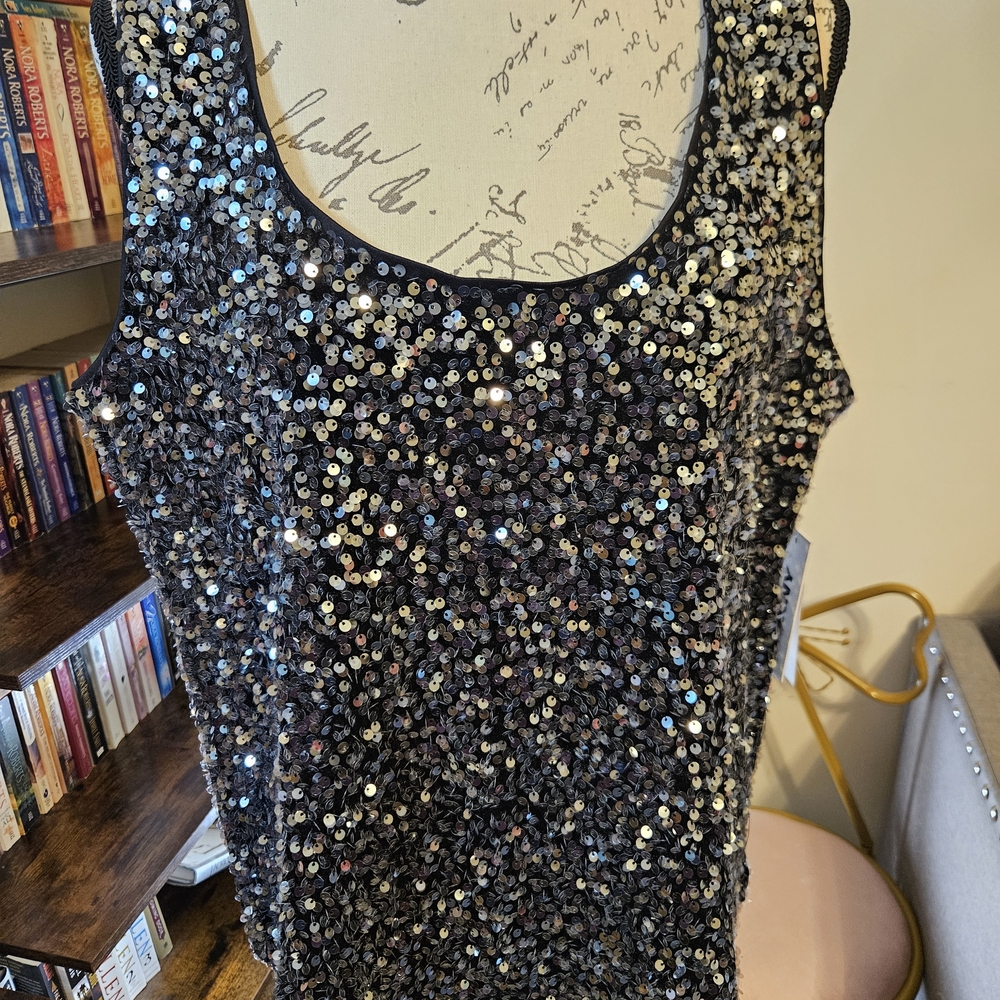 DKNY Sequin Scoop Neck Tank